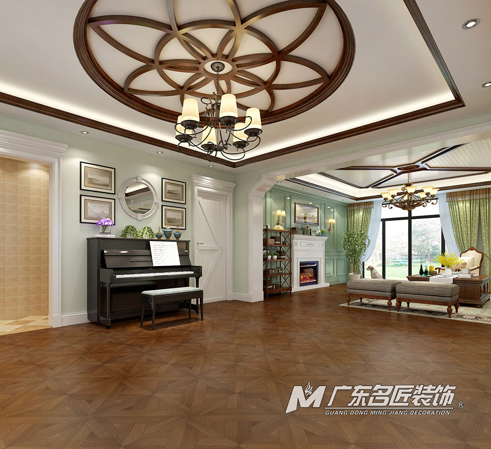 九号别墅410平米美式乡村风格装修案例-客厅钢琴 九号别墅410平米美式乡村风格装修案例-客厅钢琴