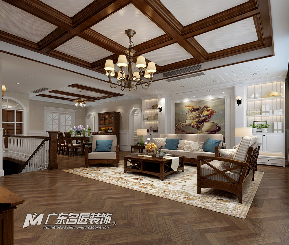 九号别墅410平米美式乡村风格装修案例-二楼客厅 九号别墅410平米美式乡村风格装修案例-二楼客厅