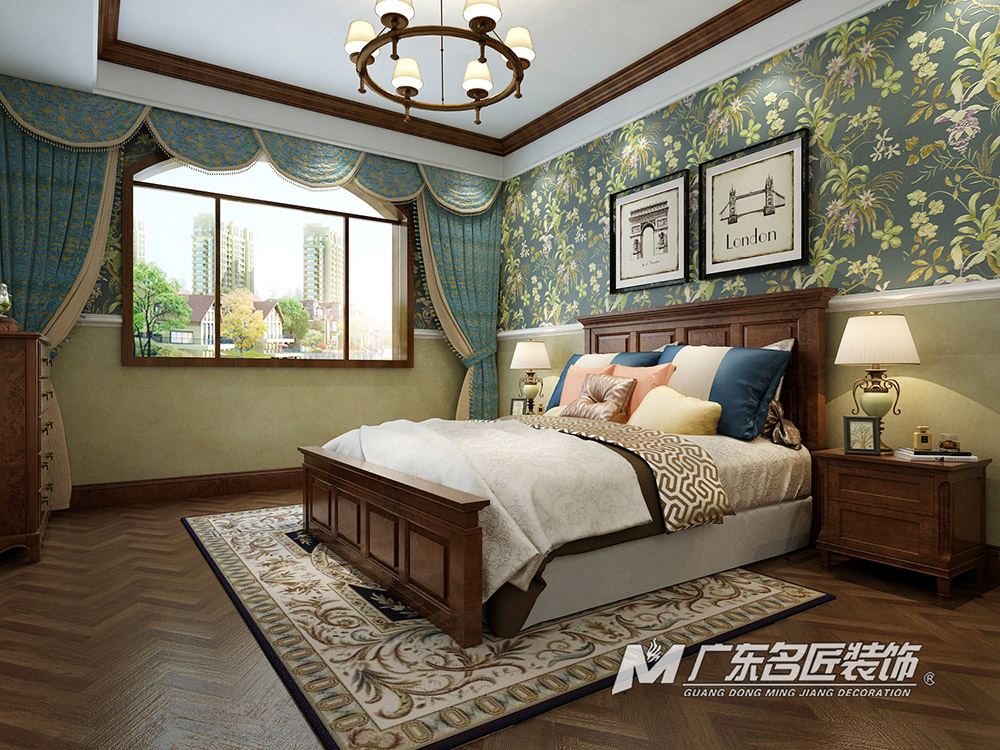 九号别墅410平米美式乡村风格装修案例-主卧 九号别墅410平米美式乡村风格装修案例-主卧