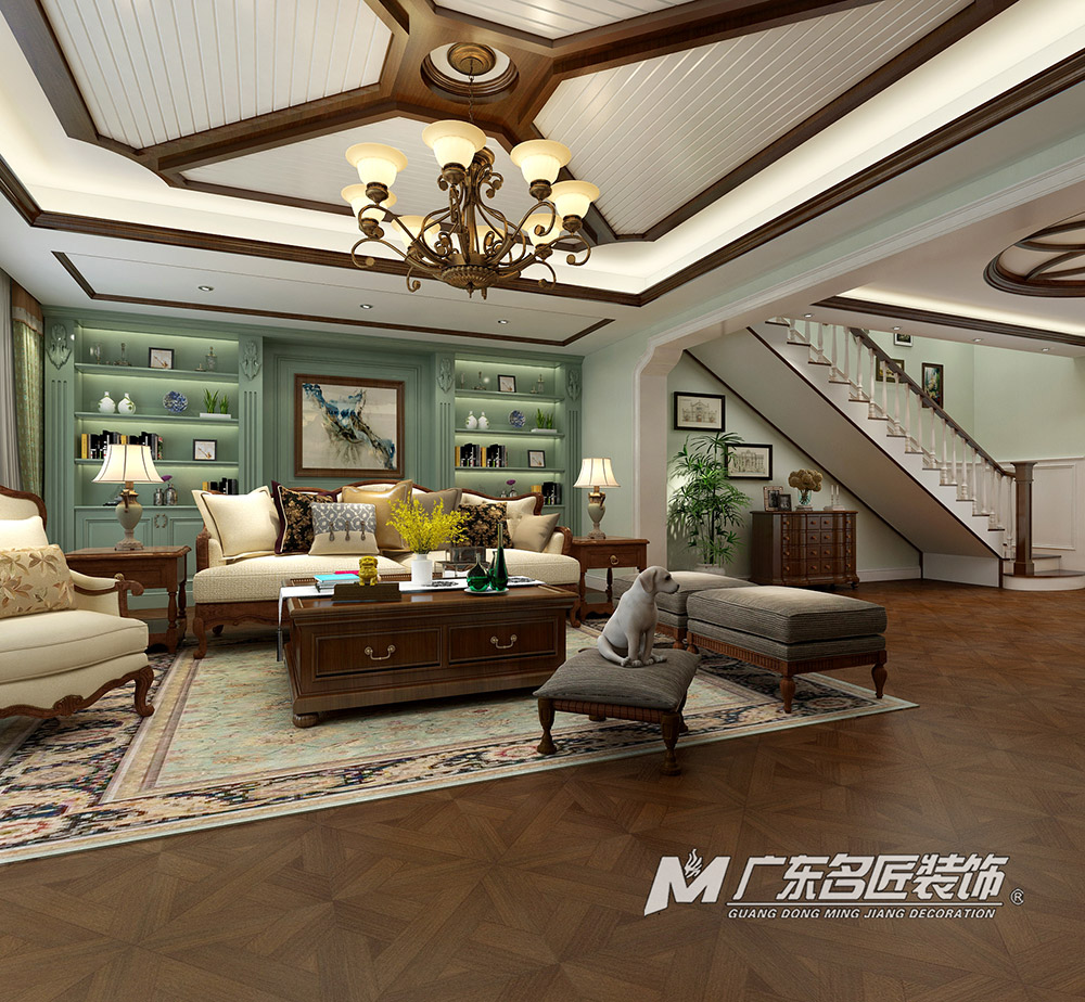 九号别墅410平米美式乡村风格装修案例-客厅 九号别墅410平米美式乡村风格装修案例-客厅