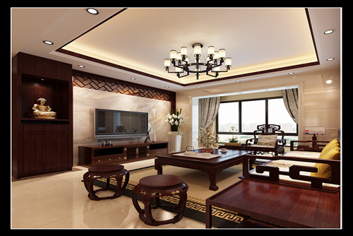 晋江101-200平米新中式风格宝龙城市广场室内装修设计案例